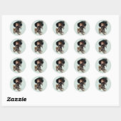 Met haar hond ronde sticker (Vel)