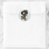 Met haar hond ronde sticker (Tas)