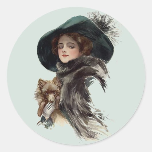 Met haar hond ronde sticker (Voorkant)