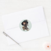 Met haar hond ronde sticker (Envelop)