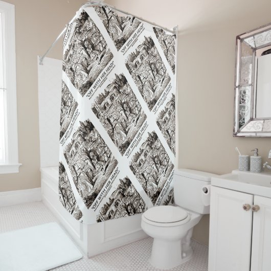 Met haar hoofd. Alice Queen Hearts Wonderland Douchegordijn (In situ)