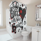 Met haar hoofd. douchegordijn (In situ)