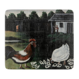 Met haar kip in een landschap van Farmyard Rural Snijplank