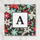 Met handbeschilderd Kerstmis Poinsettia Red White  Bedankjes Labels (Voorkant)