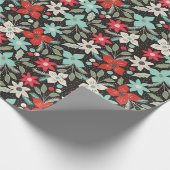 Met handbeschilderd Kerstmis Poinsettia Red White  Cadeaupapier (Hoek)