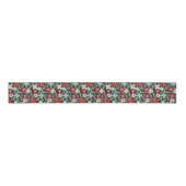 Met handbeschilderd Kerstmis Poinsettia Red White  Grosgrain Lint (Voorkant)