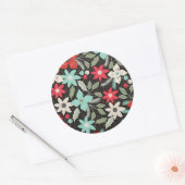 Met handbeschilderd Kerstmis Poinsettia Red White  Ronde Sticker (Envelop)