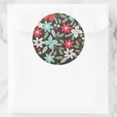 Met handbeschilderd Kerstmis Poinsettia Red White  Ronde Sticker (Tas)