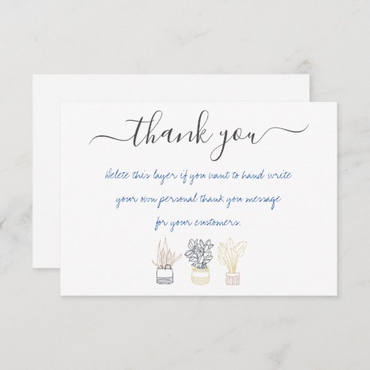 Met handgeschreven huisje plant dank je dat je kaa bedankkaart (Voorkant / Achterkant)