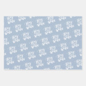 Met handgeschreven kerstcadeautjes grijs blauw gro inpakpapier vel (Voorkant 2)