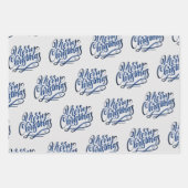 Met handgeschreven kerstcadeautjes grijs blauw gro inpakpapier vel (Voorkant)