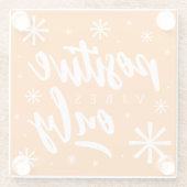 Met handgeschreven, maar positieve afbeeldingen glazen onderzetter (Achterkant)