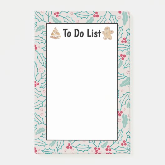 Met handgetekende kerstavond Holly Rood om lijst t Post-it® Notes (Voorkant)