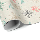 Met handgetekende Snowflakes kerstbomen Multicolor Cadeaupapier (Rol Hoek)