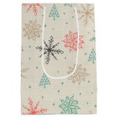 Met handgetekende Snowflakes kerstbomen Multicolor Medium Cadeauzakje (Achterkant)