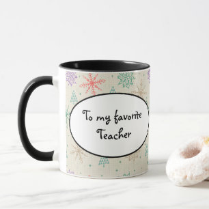 Met handgetekende Snowflakes kerstbomen Multicolor Mok