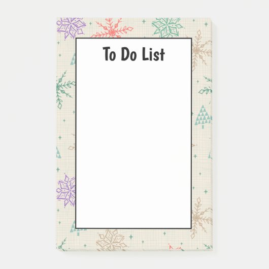 Met handgetekende Snowflakes kerstbomen Multicolor Post-it® Notes (Voorkant)
