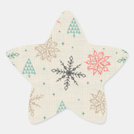 Met handgetekende Snowflakes kerstbomen Multicolor Ster Sticker