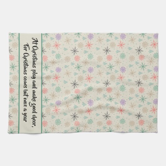 Met handgetekende Snowflakes kerstbomen Multicolor Theedoek (Horizontaal)