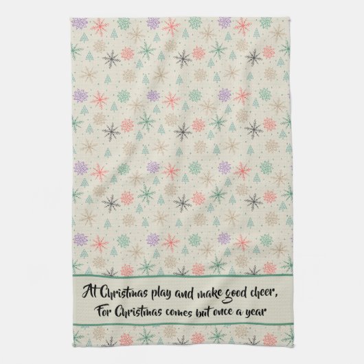 Met handgetekende Snowflakes kerstbomen Multicolor Theedoek (Verticaal)