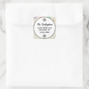 Met handgetekende Snowflakes kerstbomen Multicolor Vierkante Sticker