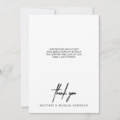 Met handschrift, eenvoudig foto zwart bedankkaart (Achterkant)