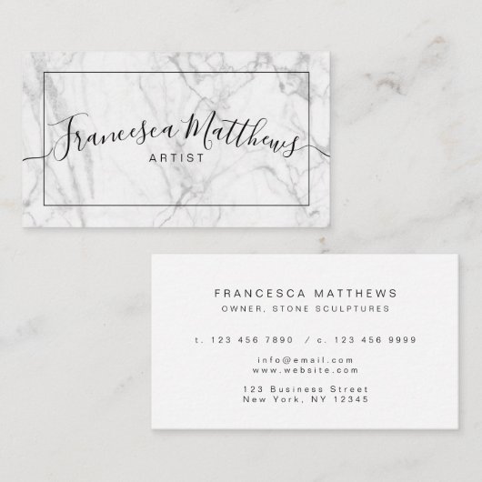 Met handschrift Marmer Modern Elegant Visitekaartje (Voorkant / Achterkant)
