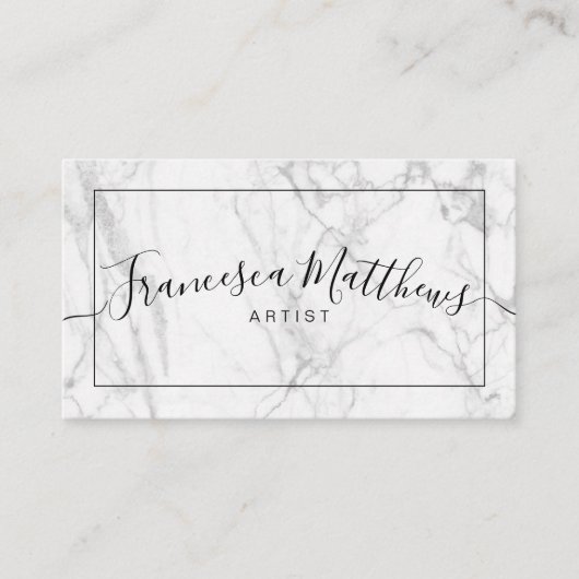 Met handschrift Marmer Modern Elegant Visitekaartje (Voorkant)