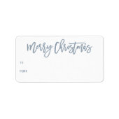 Met handschrift met briefterend blauw kerstcadeau etiket (Voorkant)