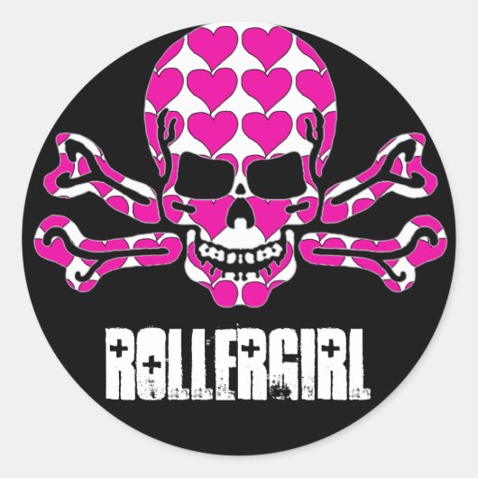 met hart gevulde schedel ronde sticker (Voorkant)