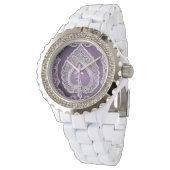 Met hart in paarse AI-kunst Horloge (Gekanteld)