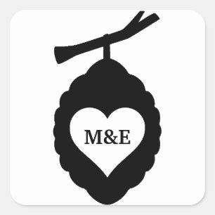 Met Hart Organische Bijenkorf Initiële Letter Vierkante Sticker
