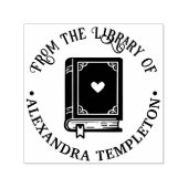 Met Hart Versierd Boek #1P Bibliotheek Boek Naam Zelfinktende Stempel (Design)