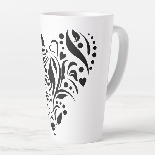 met hartstencil snijdende romance latte mok (Rechterhoek)