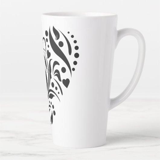 met hartstencil snijdende romance latte mok (Rechts)