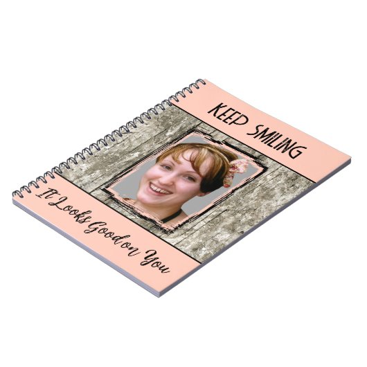 Met het effect Faux grijs hout blijft je lachen op Notitieboek (Linkerzijde)