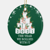 Met het grappige kerstboom voor toiletpapier keramisch ornament (Links)