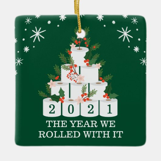 Met het grappige kerstboom voor toiletpapier keramisch ornament (Voorkant)