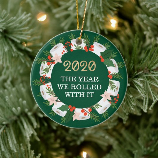Met het grappige toiletpapier met kerstmis keramisch ornament (Boom)