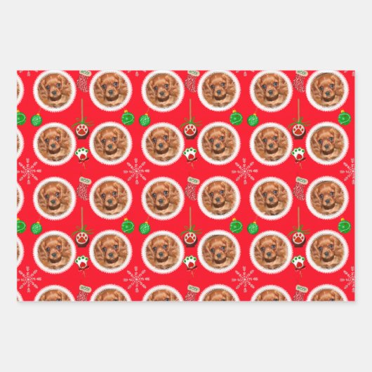 Met het kerstcadeaupatroon op het fotopatroon word inpakpapier vel (Voorkant)