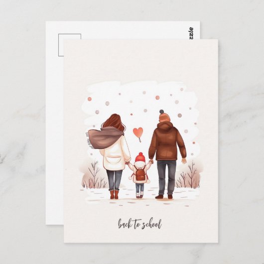 Met het Kind naar school Briefkaart (Voorkant / Achterkant)