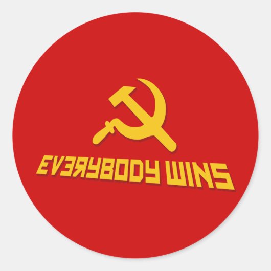 Met het socialisme wint iedereen! Satire van de ov Ronde Sticker (Voorkant)