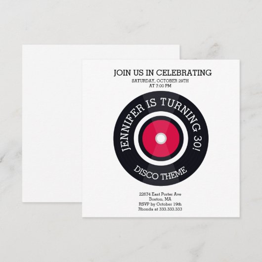 Met het thema Groovy Disco Birthday Uitnodiging (Voorkant / Achterkant)