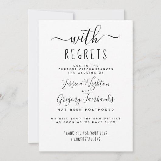 Met het zwarte en witte huwelijk uitgesteld kaart (Voorkant)