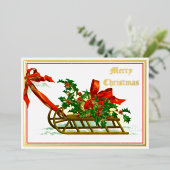 met Holly Kerstmis Folie Feestdagenkaart (Staand Voorkant)