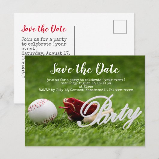 Met honkbal, knuppel, knuppel en handschoen kun je briefkaart (Voorkant / Achterkant)