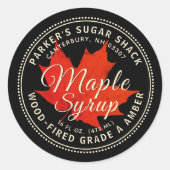 Met hout gestookte mansiroop etiket met rood mange (Voorkant)