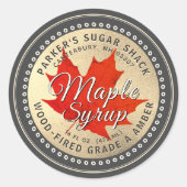 Met hout gestookte mansiroop etiket met rood mange (Voorkant)