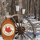 Met hout gestookte mansiroop etiket met rood mange