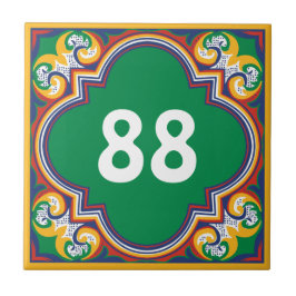 💛 💚 met huisnummer Azulejos, decoratief Cera Tegeltje